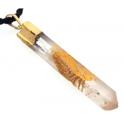 Clear Quartz Carved Electroplated Pendant 01